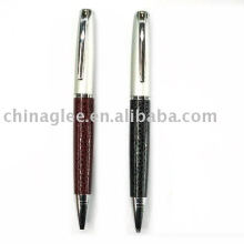 metal ball pen, leather pen